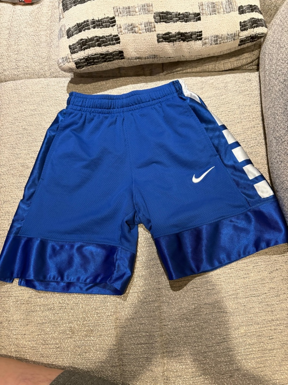 Nike Royal Blue Boys' Athletic Mesh Shorts with White Swoosh
